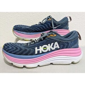 HOKA Gaviota 5 Wide Womens Size  8D Blue Pink Running Shoes 1134270 RHD